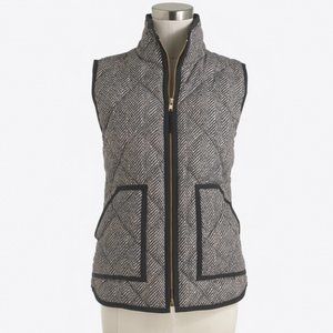 Herringbone Printed Quilted Puffer Vest J Crew Factory M